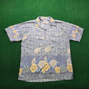 Splatt‎ Hawaiian Shirt Mens Large Floral Short Sleeve 100% Rayon Beach Casual
